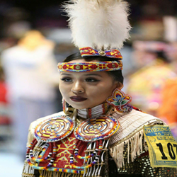 Native American woman wearing beads
